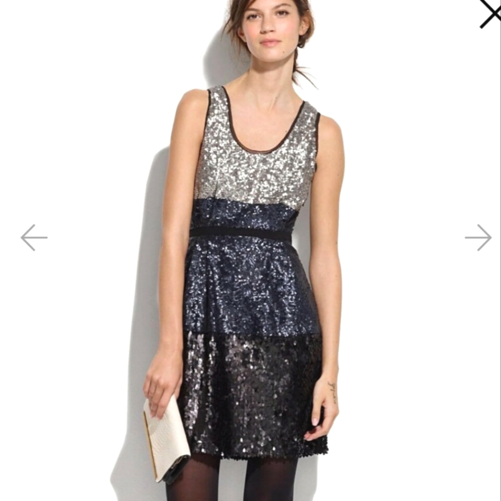 Metallic Colorblock Sequin Dress XS - Broadway & Broome J Crew